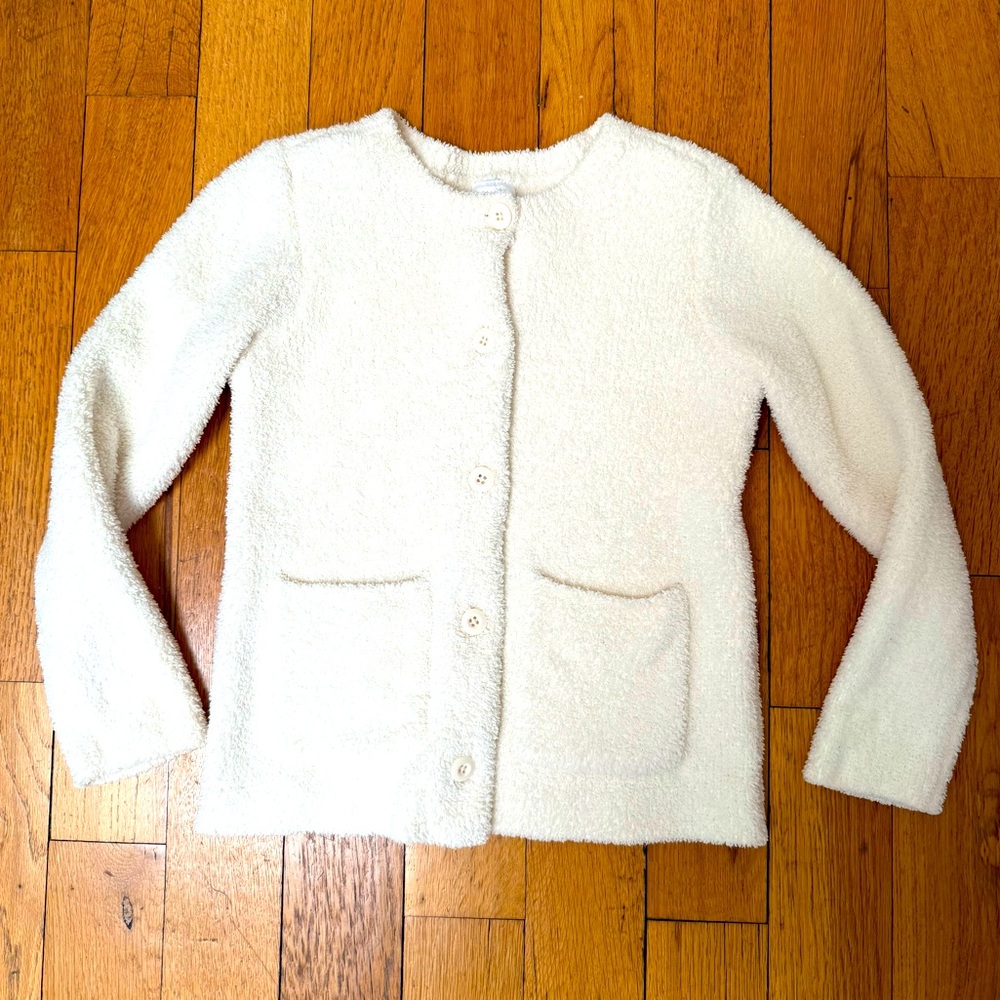 Hanna Andersson Cozy Cream Button-Up Cardigan sz 8
